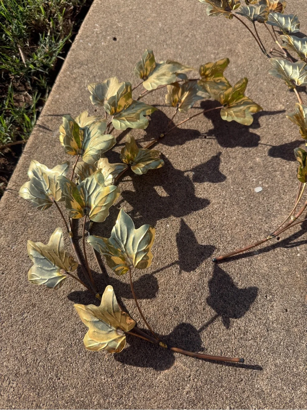 Vintage MCM Homco Gold/Brass Ivy Leaf Wall Decor Set (3 Pieces)